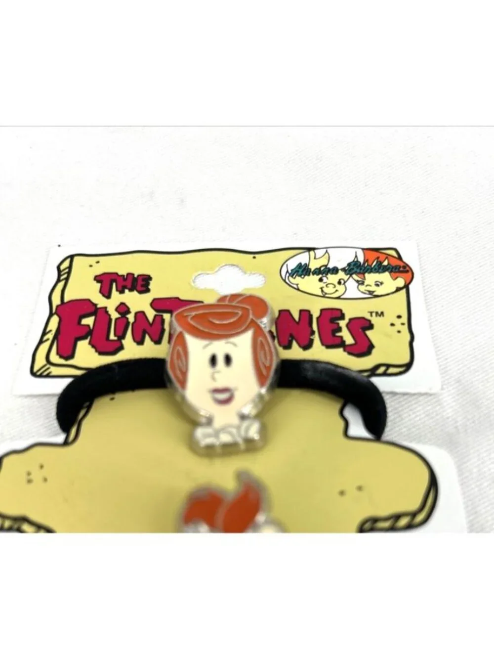 Flintstones Hair Ties Ponytail Holders Fred Wilma Pebbles Enamel 1994 NOS